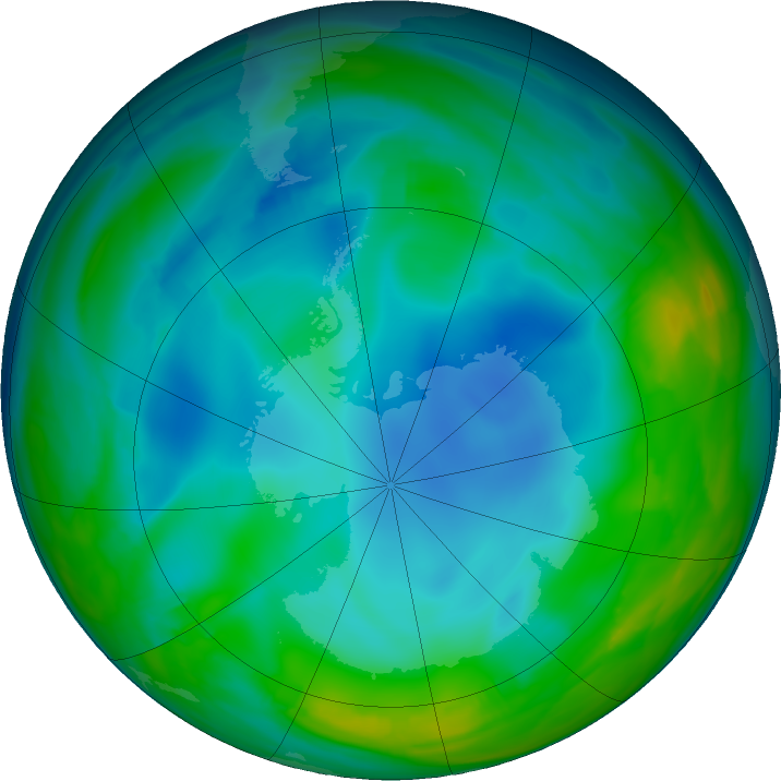 Antarctic ozone map for 19 June 2017